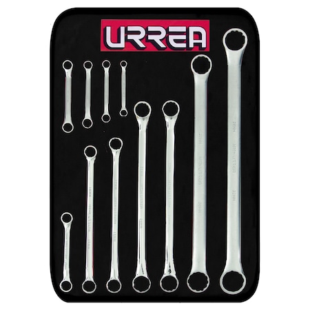 Urrea Full polished 12 - pt 15 Degree box-end wrenches Set of 11 pieces, metric 1100SM